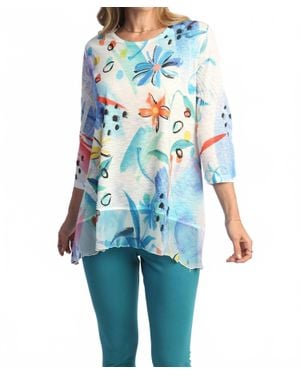 Jess & Jane Flora Chiffon Hem Top - Blue