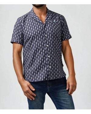 Stone Rose Buonasera Surf Skull Linen Resort Shirt - Blue