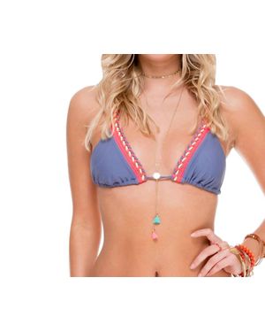 Luli Fama Triangle Bikini Top - Blue