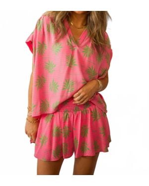 Adrienne Placket Shirred Sleeve Band Top