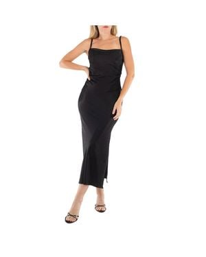 Nanushka Fiore Midi Satin Dress - Black