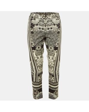 Roberto Cavalli Floral Print Denim Cropped Jeans L/Waist - Gray