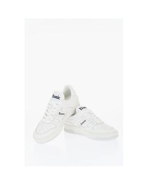 Etonic Solid Color Leather Low Top Sneakers With Contrasting Logo - White