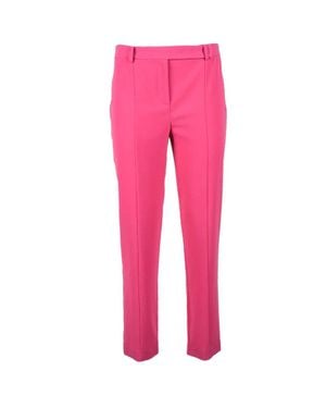 Patrizia Pepe Fuchsia Slim-Fit Stretch Pants With Mid-Rise Waist And Cropped Length - Pink