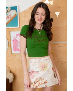 Bailey Rose See You Cowboy Cropped Baby Tee - Green