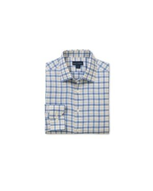 Scott Barber Coastal Linen Plaid Shirt - Blue