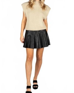 Sincerely Ours Ellis Pleated Faux Leather Skort - Black