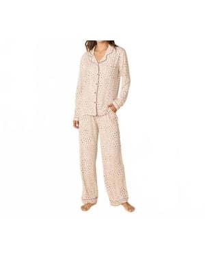 Softies Aria Slim Notch Collar Pajama Set - Natural