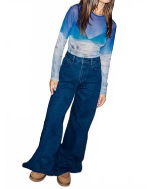 Never Fully Dressed Ski Slopes Mesh Long Sleeve Top - Blue