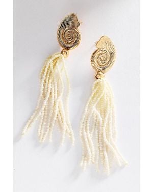 By Anthropologie Shell Tassel Drop Earrings - White