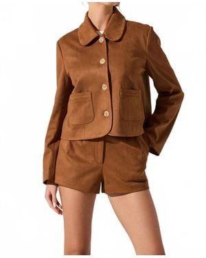 Astr Jude Faux Suede Jacket - Brown
