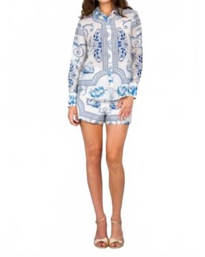 Lavender Brown Alivia Longsleeve Top - Blue