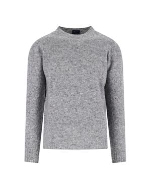 Drumohr Cashmere And Wool Knit Sweater With Ribbed Finishes - Gray