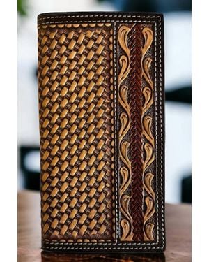 Twisted X Hand Tooled And Laced Bi Fold Wallet - Brown