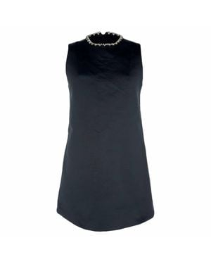 Area Embellished Neckline Heart-Back Mini Dress - Blue