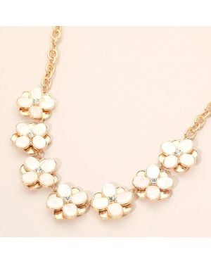 Fashnzfab Floral Charm Link Chunky Necklace - Natural