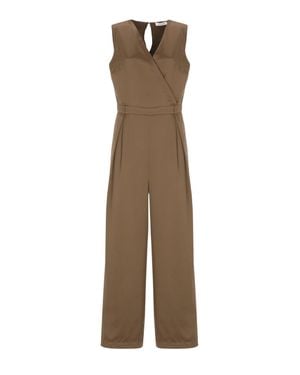 Kangra Cashmere Jumpsuit With Tailored Fit And V-Neckline - Natural