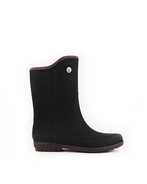 Ulan Fabric Touch Rain Boots By - Black