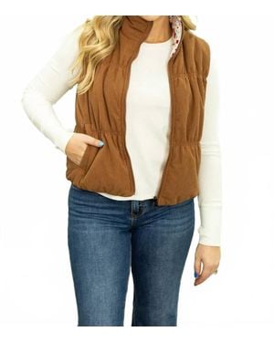 Southern Grace Ribbed Reversible Puffer Vest - Blue