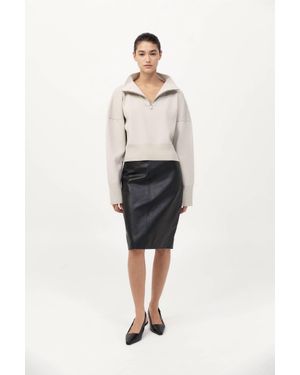 St. Agni Milano Knit Zip Sweater - Natural