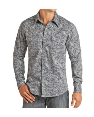 Panhandle Flame Resistant Paisley Long Sleeve Shirt - Gray