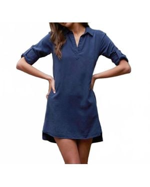 Bella Dahl Long Sleeve A-Line Shirt Dress - Blue