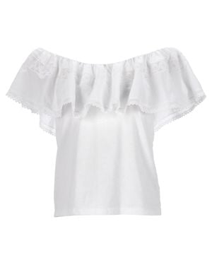 Sandro Mauve Off-The-Shoulder Blouse - White
