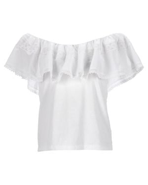 Sandro Mauve Off-The-Shoulder Blouse - White