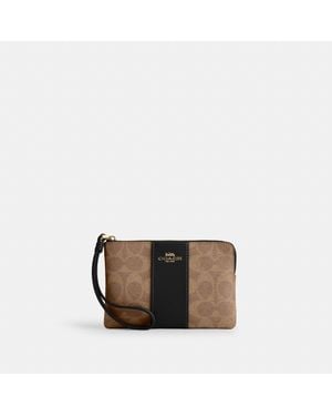 COACH Corner Zip Wristlet - Black