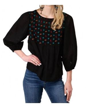 Roper Five Star Peasant Blouse - Black