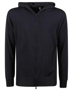 Altea Full-Zip Hooded Virgin Wool Knit Sweater - Blue