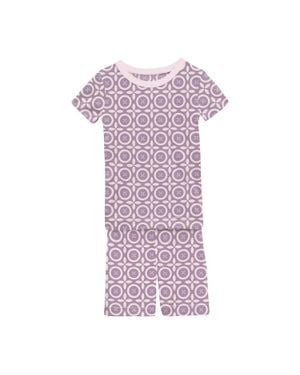 KICKEE Kids' Short Sleeve Pajama Set With Shorts - Purple