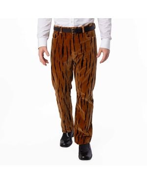 Bally Tiger Printed Cotton Velvet Pants - Brown