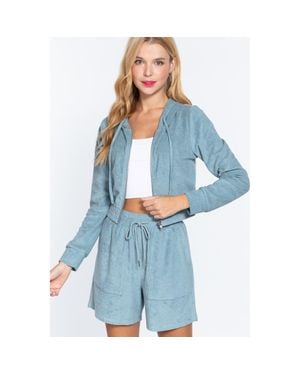 TRUEDAMES Hoodie Terry Towelling Jacket - Blue