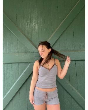 Bailey Rose Bay Knit Stripe Tie-Waist Shorts - Green