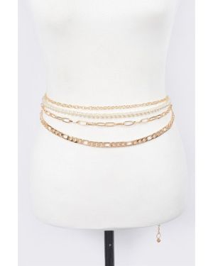 Fashnzfab Multi Layered Chain Belt - White
