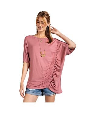 TRUEDAMES Loose Fit And Ruched Detailing Top - Pink