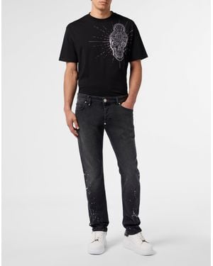 Philipp Plein Super Straight Cut Jeans Paint - Black