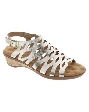 Ros Hommerson Katia Leather Caged Wedge Sandals - Metallic