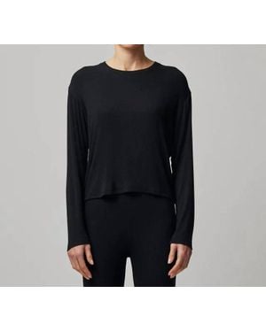 ATM Modal Rib Long Sleeve Boxy Tee - Black