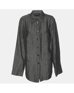Elena Miro Linen Marble Stirup Long Sleeve Shirt - Gray