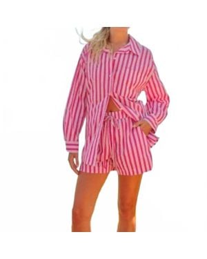 Sundry Stripe Track Short - Pink