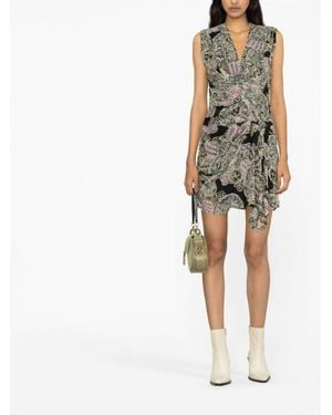 IRO Rolina Draped Mini Dress In Black Multi - Multicolor