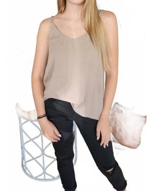 Zenana Crinkle Double Strap Tank Top - Natural