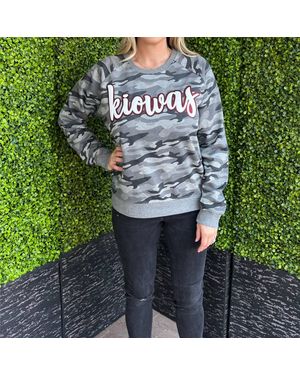 Texas True Threads Kiowas Glitter Camouflage Print Sweatshirt - Green