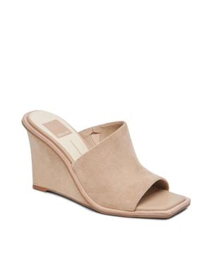 Dolce Vita Galena Sandal Dune Stella Suede Square Toe Wedge Htat1697 - Brown
