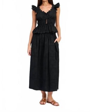 En Saison Astrid Eyelet Top - Black