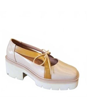 All Black Little Bow Lugg Heeled Pump - Natural
