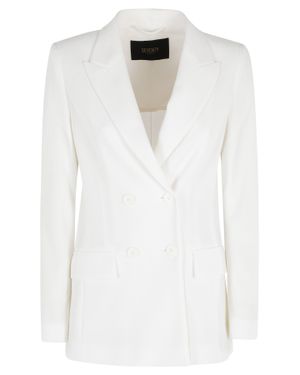 Seventy Cream Technical Mesh Double-Breasted Polyamide Blazer - White