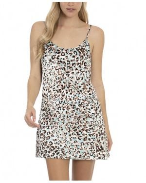 MIDNIGHT BAKERY Carmelita Animal Matte Satin Chemise - White